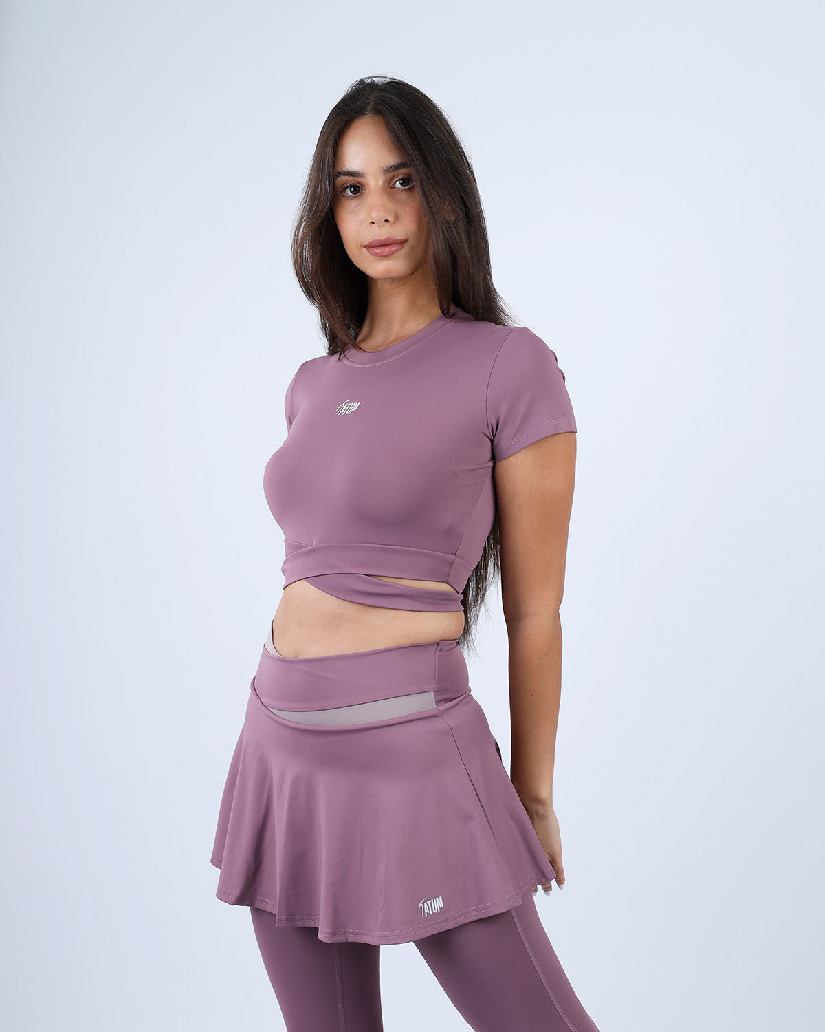 Twisted Short Sleeves Purple Crop Top-Atum -20098790