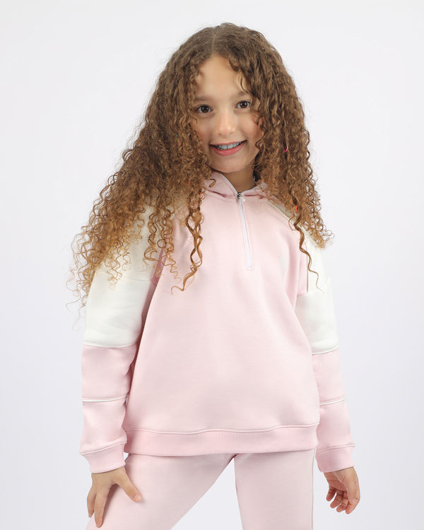 Girl's Quarter Pink Zip Hoodie-Atum -14361949