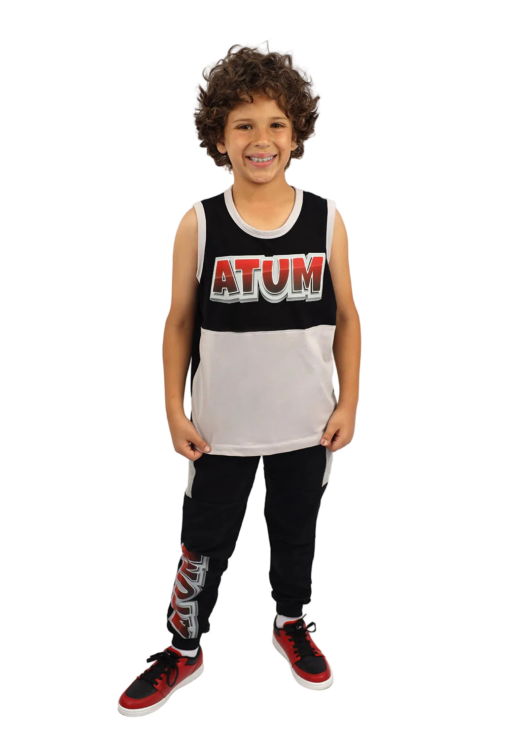Boy's Basic Black Sweatpants-Atum -39646446