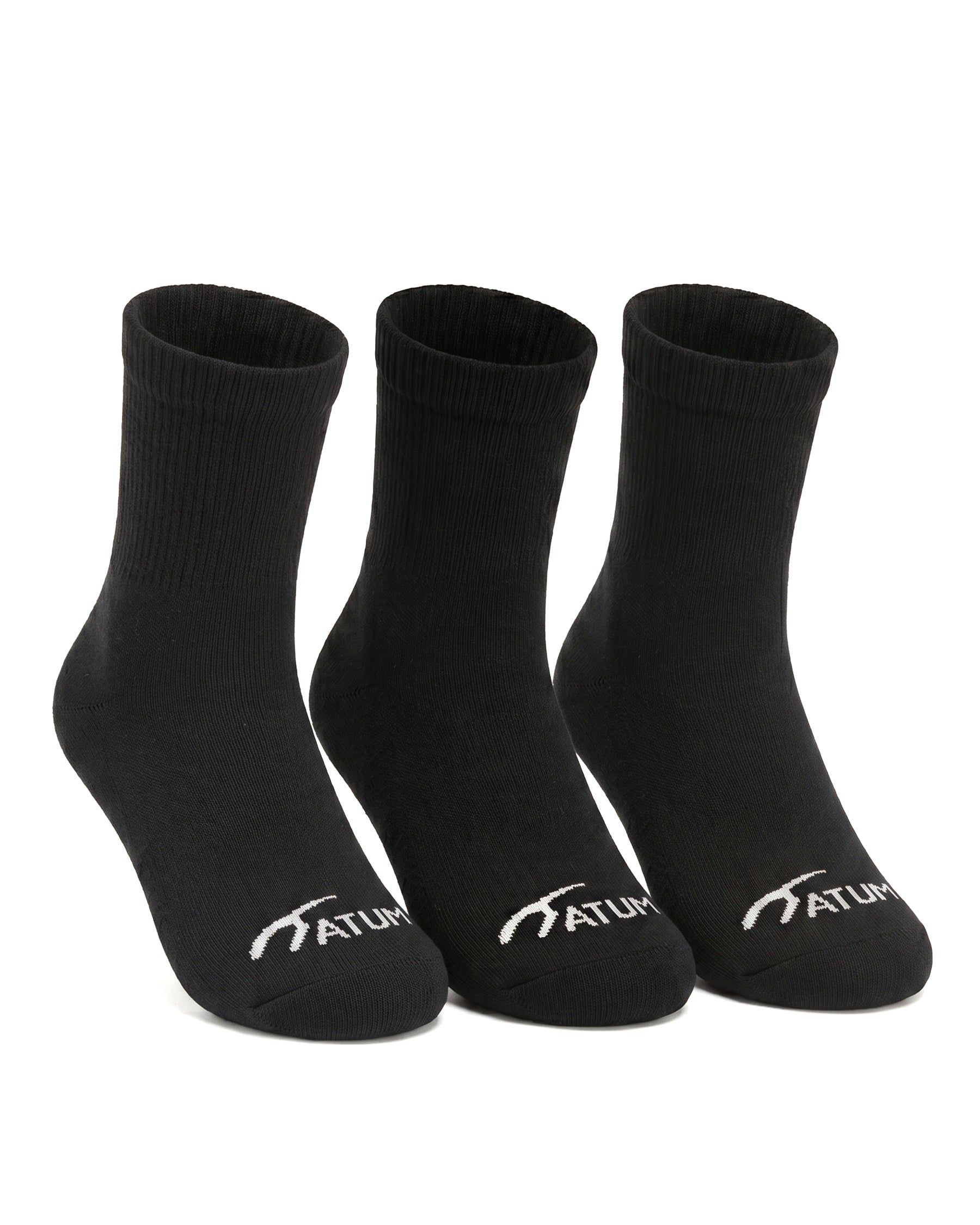 Kids Mid-Crew Black Socks-Pack of 3-Atum -59367113