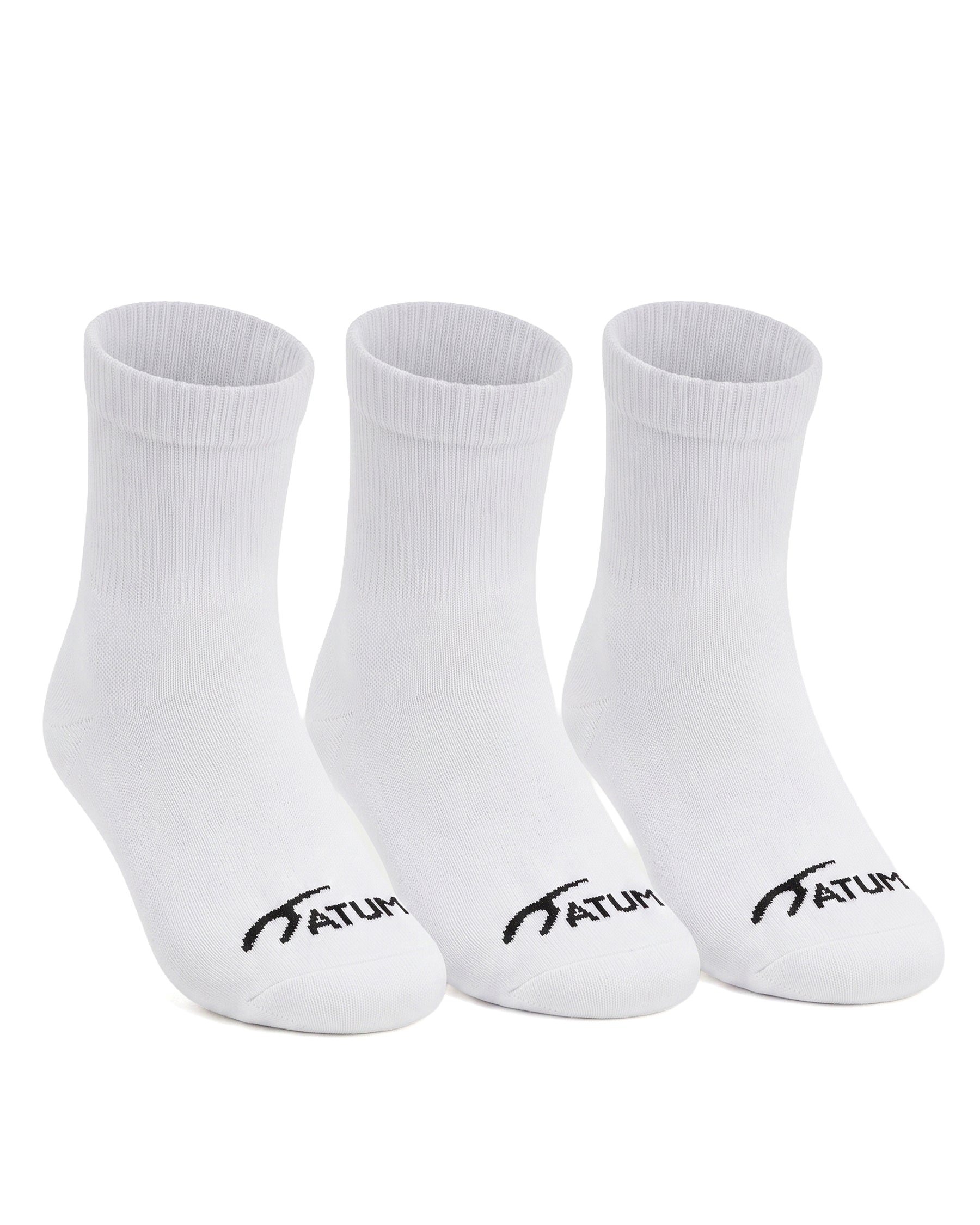 Kids Mid-Crew White Socks-Pack of 3-Atum -60410038