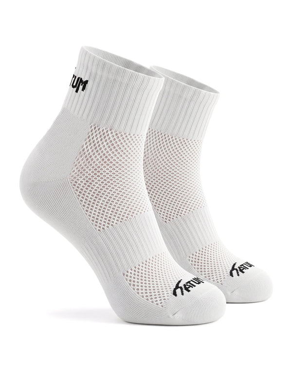 Unisex White Half Socks With Net-Atum -62342829