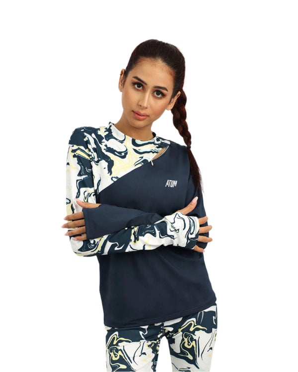 Long Sleeve Women's Navy T-Shirt-Atum -7952032