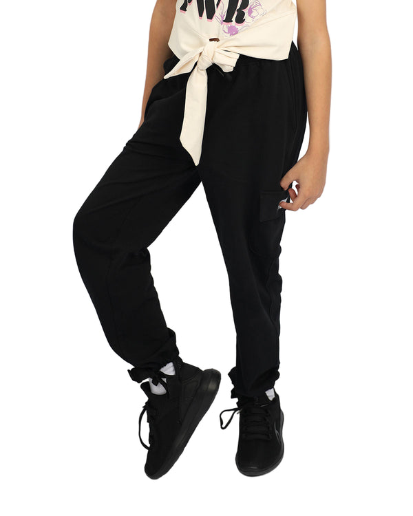 Girl's Basic Black Sweatpants-Atum -25044819