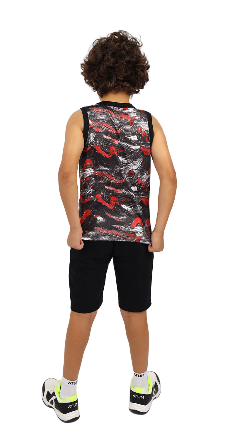 Boy's Printed Red Tank Top-Atum -68338101