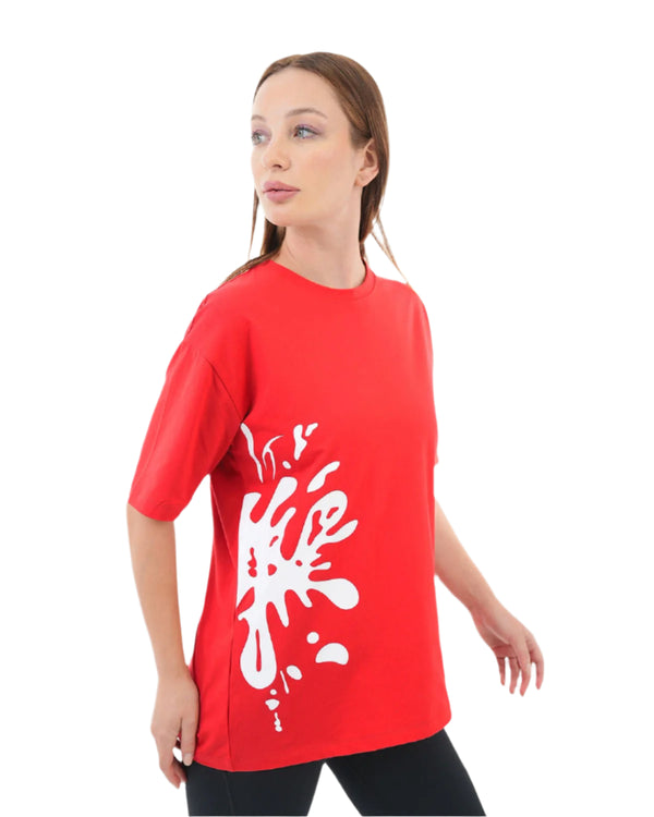Oversized Splash Red T-Shirt-Atum -23779310