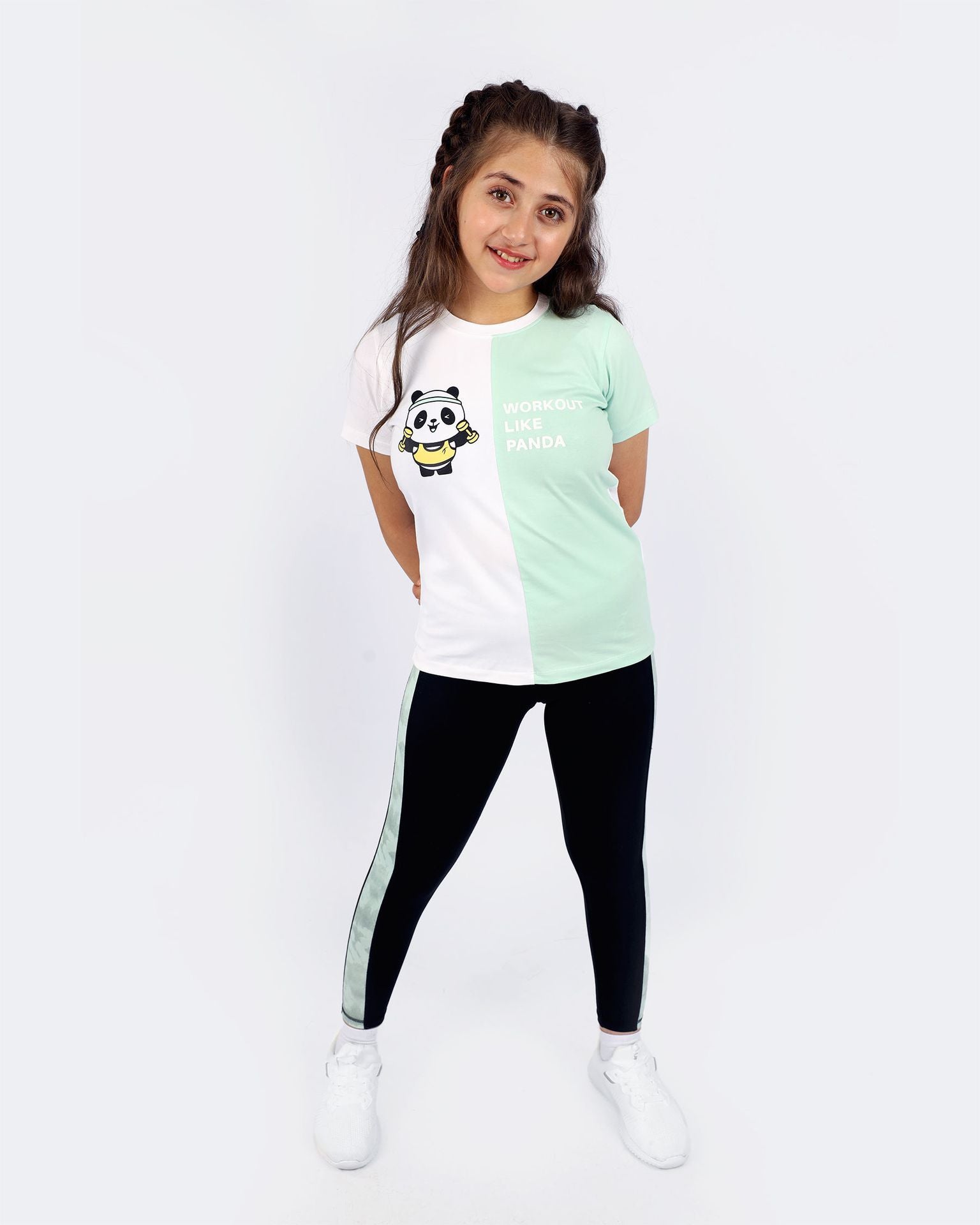 Girl's Marble Black Leggings-Atum -2799295