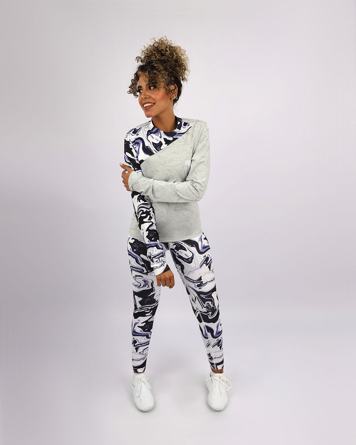 Long Sleeve Women's Gray T-Shirt-Atum -46093396