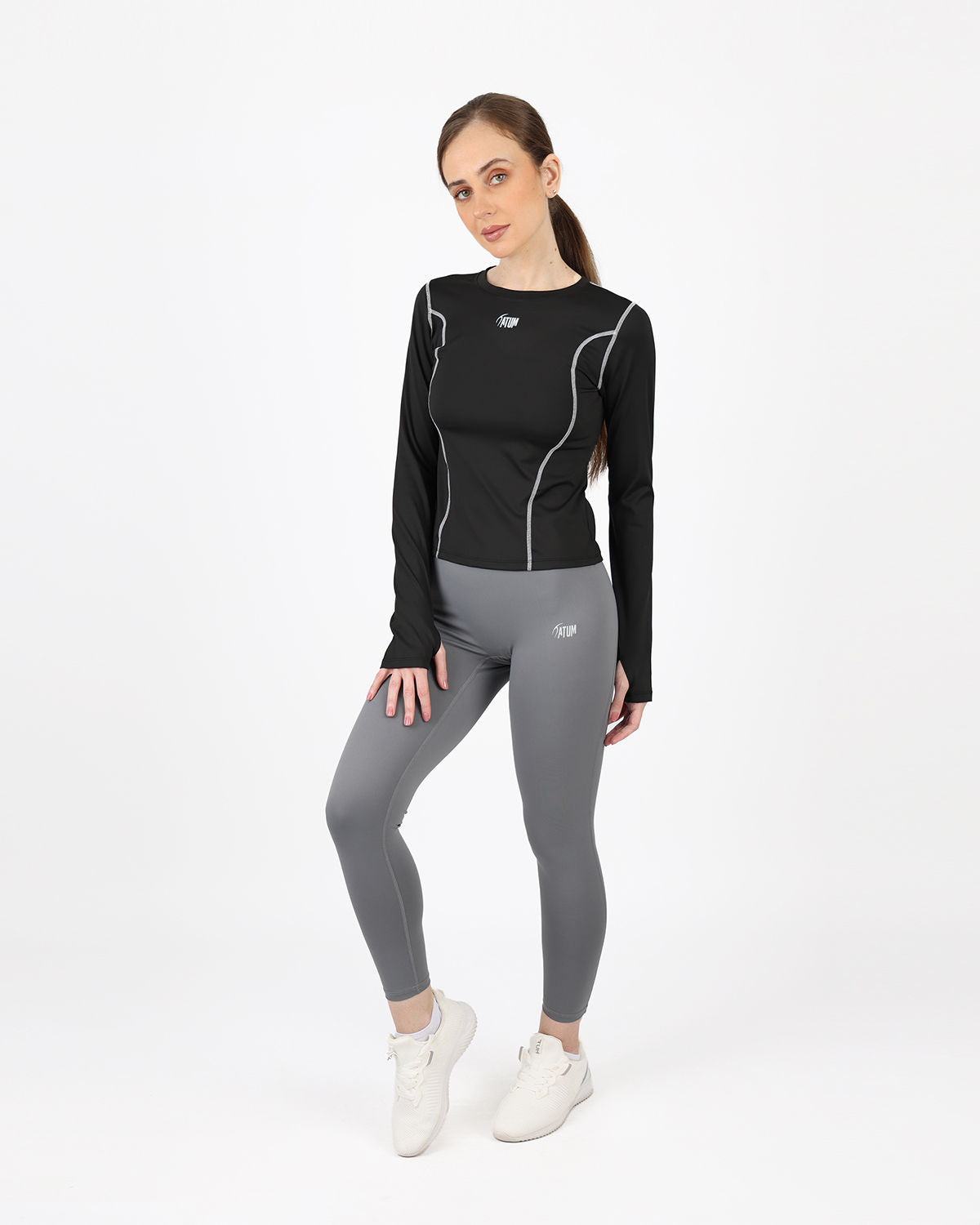 Streamline Long Slevess Women's Black Top-Atum -6847394