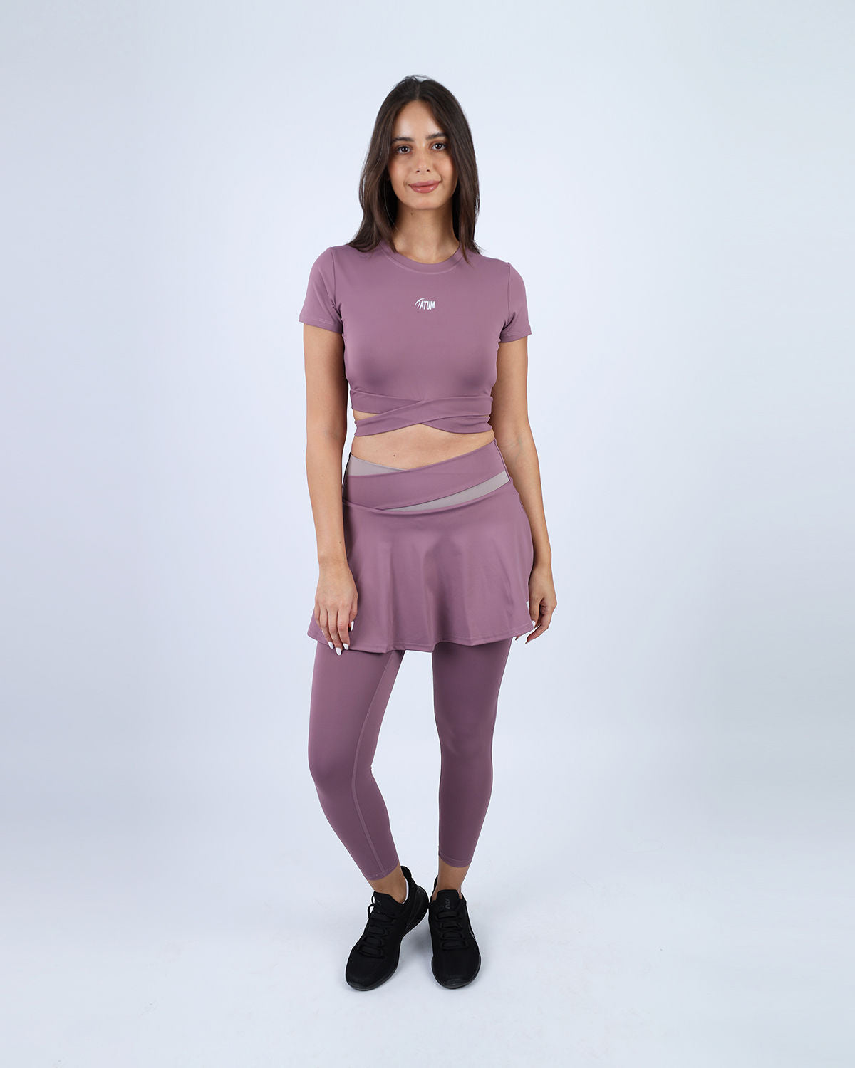Twisted Short Sleeves Purple Crop Top-Atum -44682750