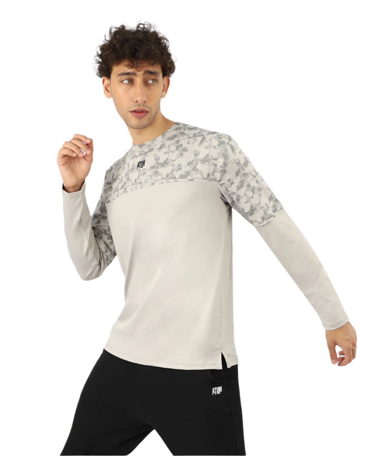 Men's Fitness Light Gray Top-Atum -48119339