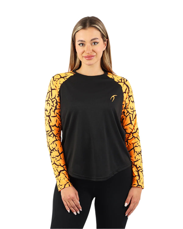 Crew Neck Long Sleeve Orange Top-Atum -24213348