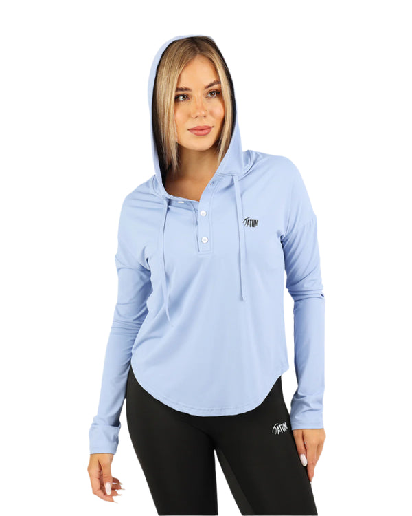 Long Slevess Women's Blue Hoodie-Atum -35569142