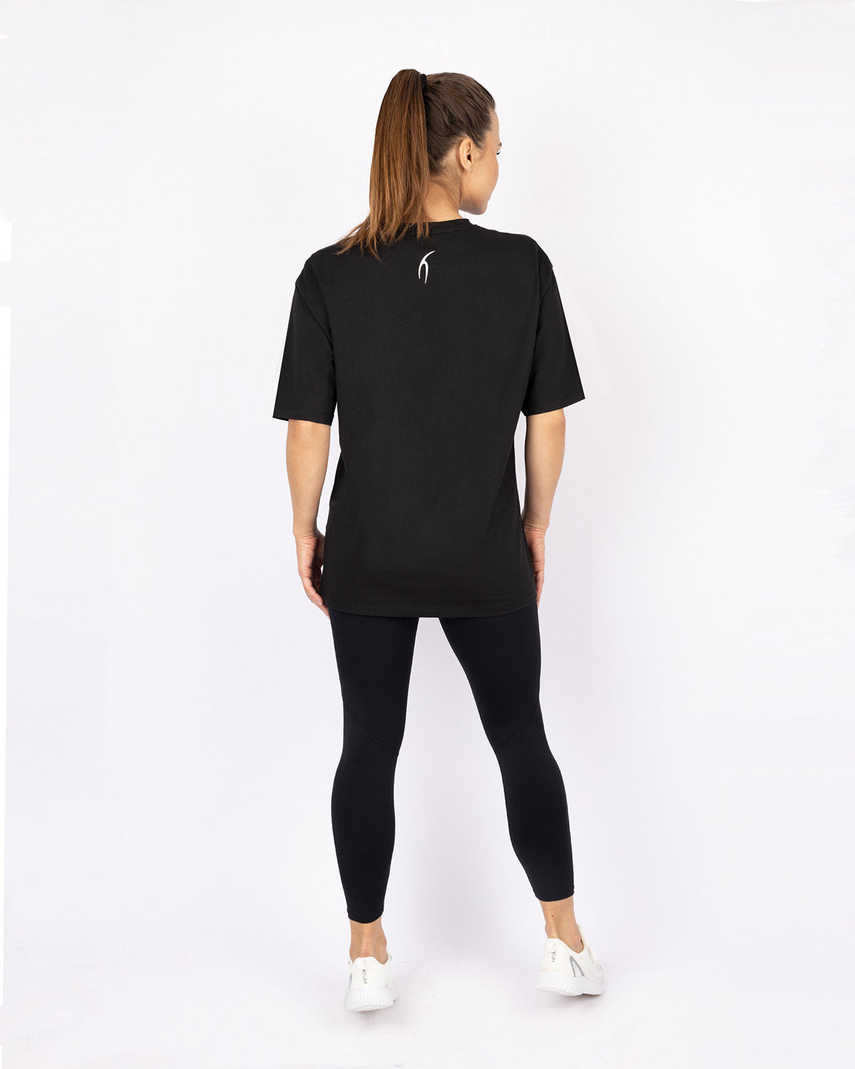 Oversize Printed Women's Black T-Shirt-Atum -19643234