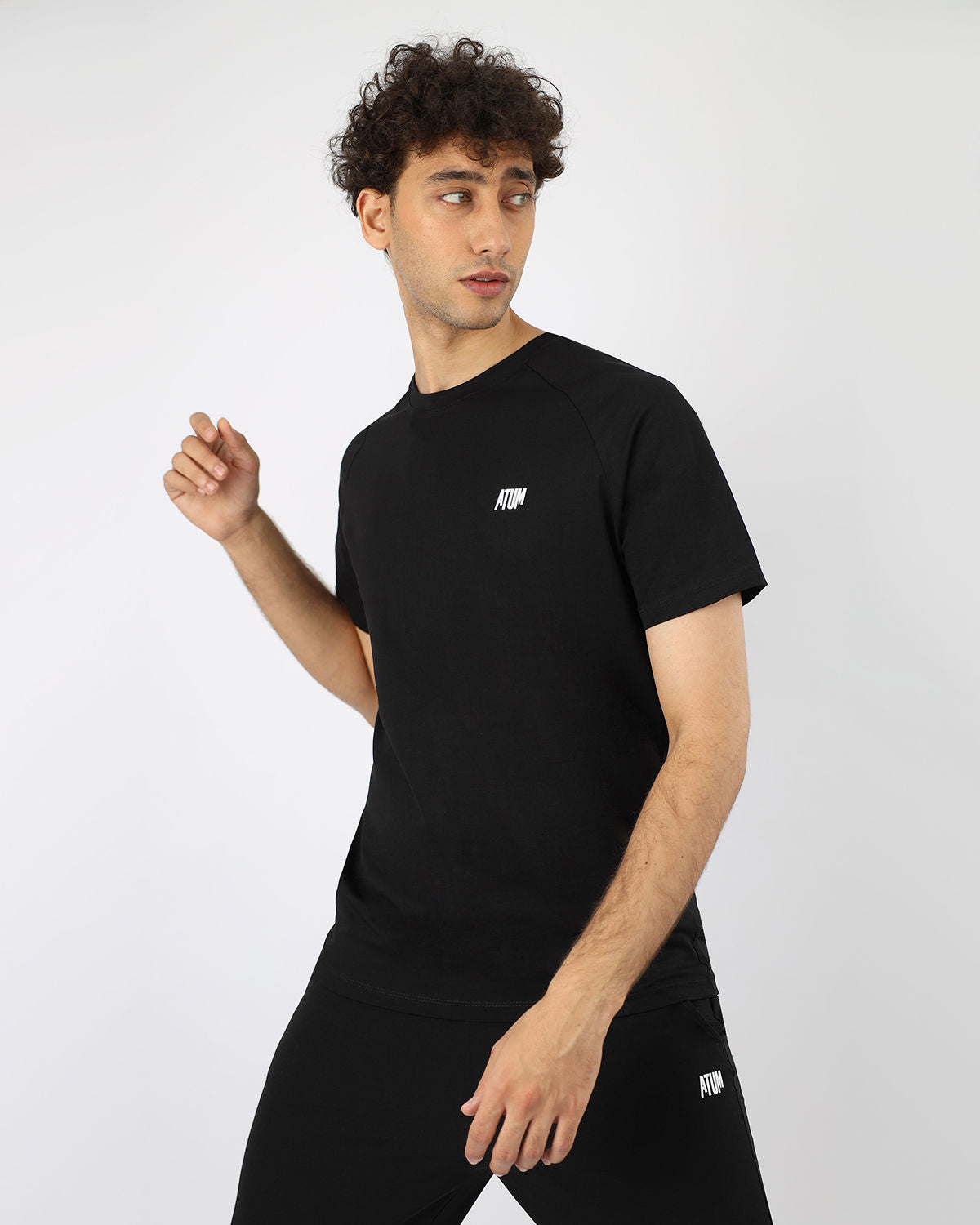 Men's Cotton Black Teee-Atum -61457037