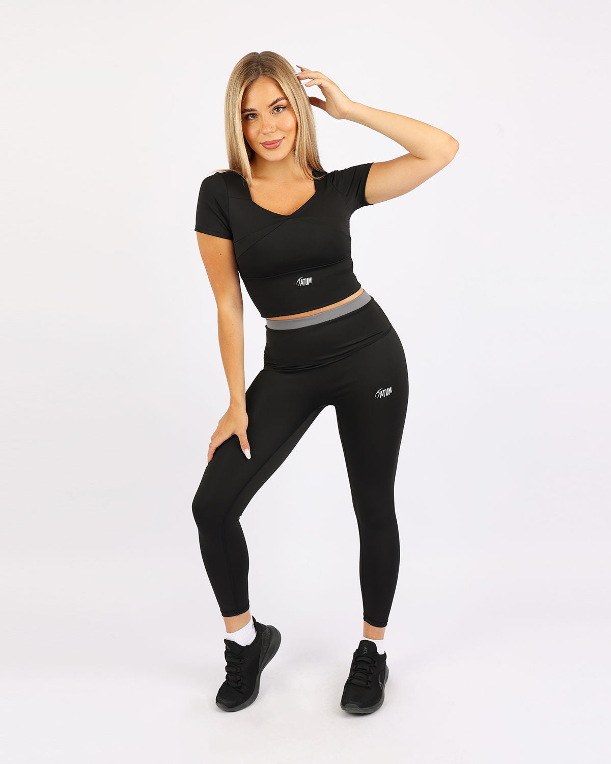 LuxeLean DuoTone Black Leggings-Atum -35307188