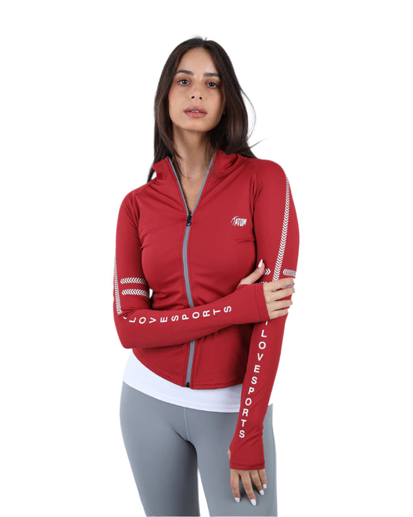 Athleisure Inspire Zip Red Jacket-Atum -98184961