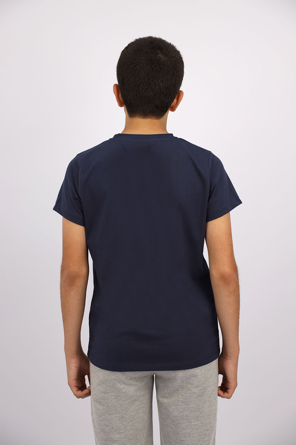 Boy's Short Sleeves Basic Navy T-shirt-Atum -18104586