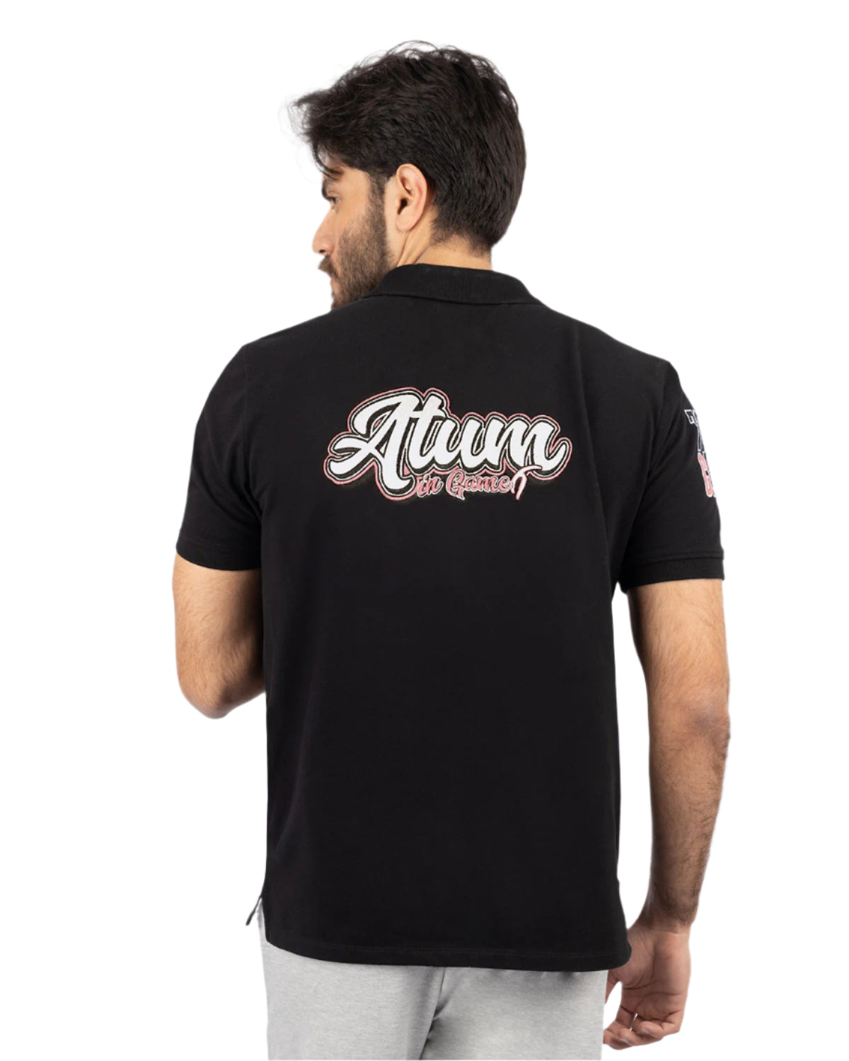 Men's Black Polo Shirt-Atum -61886057