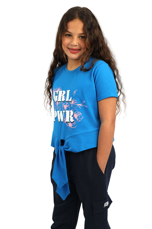 Girl's Power Blue T-Shirt-Atum -53710136
