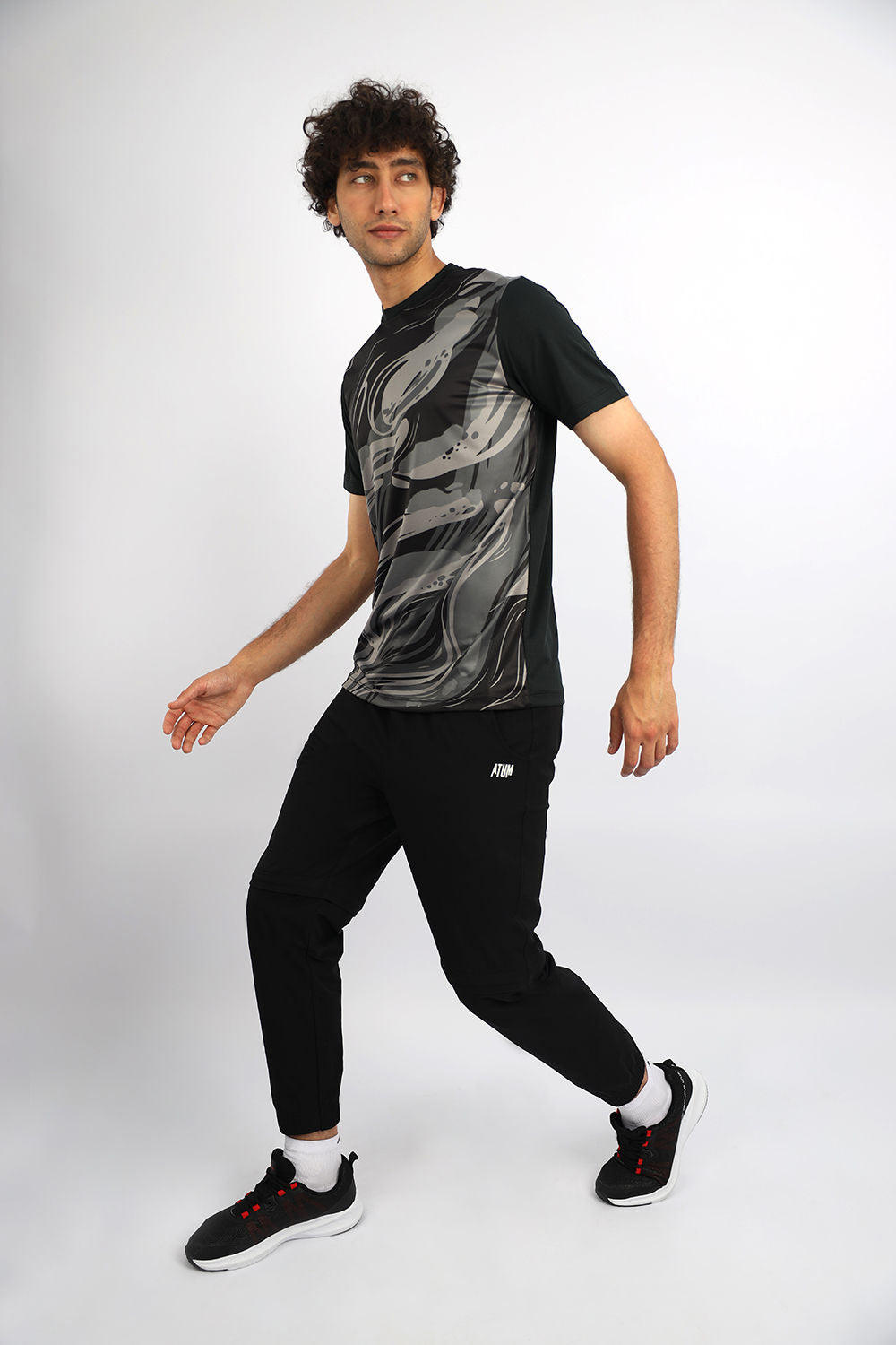 Men's Crew-Neck Black T-Shirt-Atum -39785750