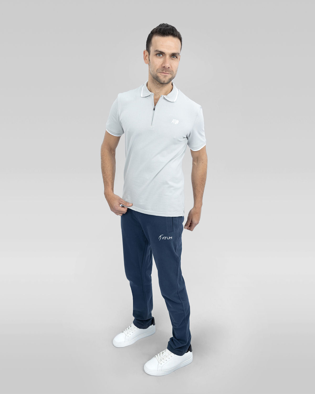 Men's Gray Polo Shirt-Atum -35952747