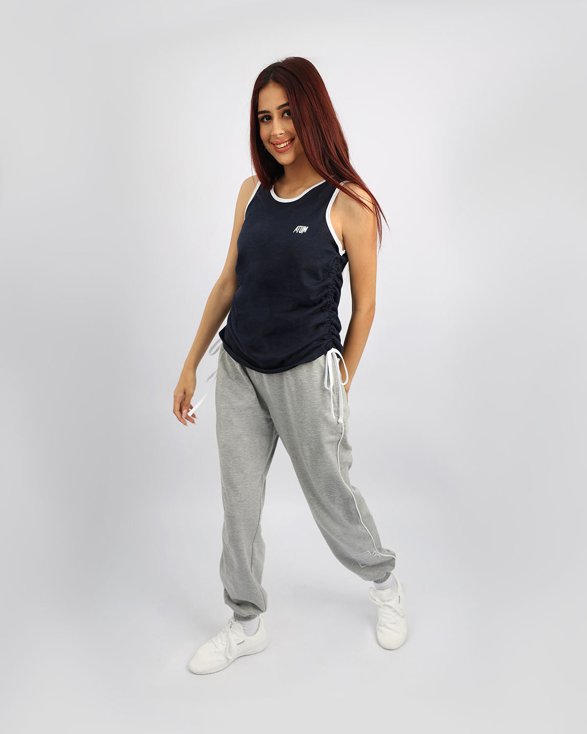 Women's Navy Basic Tank Top-Atum -77040938