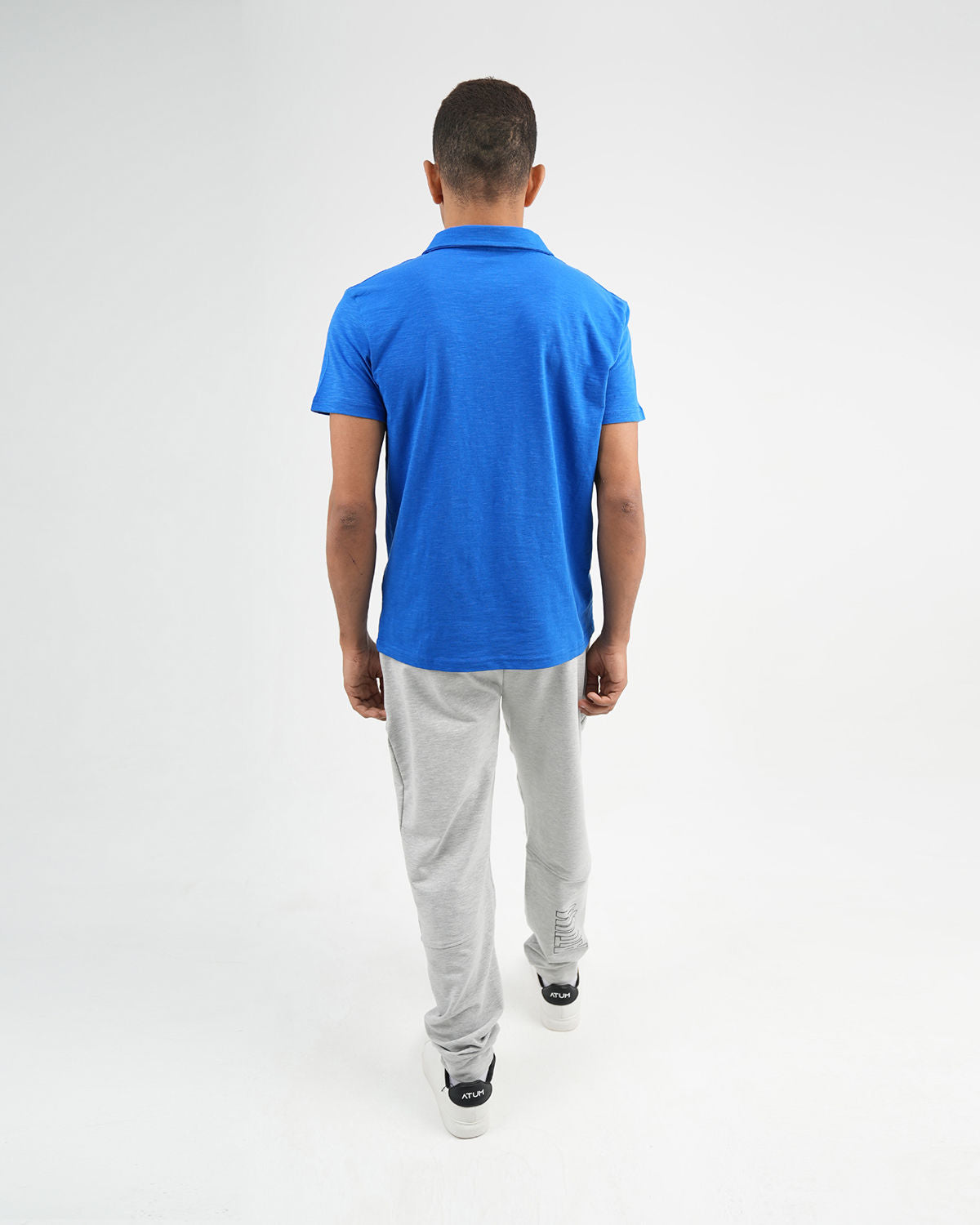 Comfort Slub Blue Polo Shirt-Atum -27655073