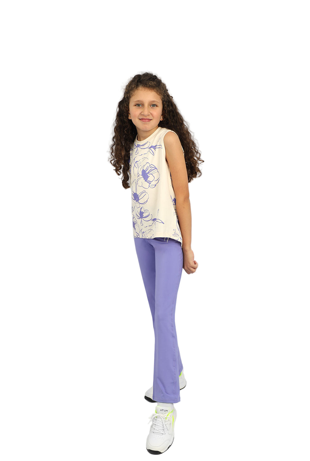 Girl's Flowery White Tank Top-Atum -36162077