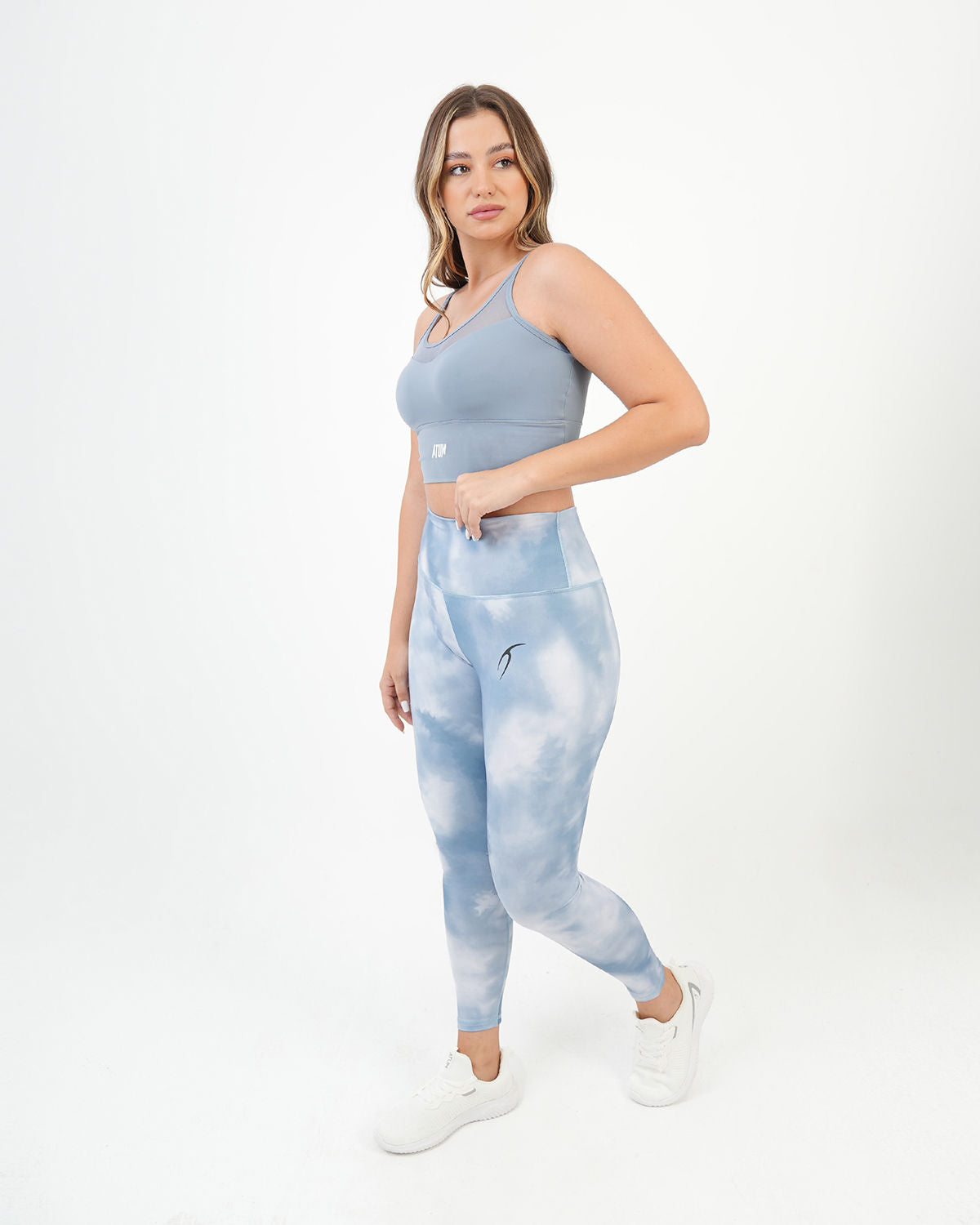 Yoga Printed Blue Leggings-Atum -25715850