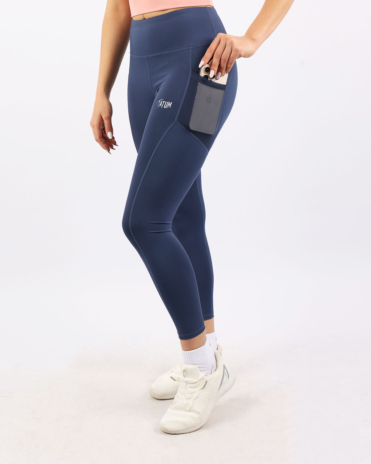 Pocket Flex Capri Navy Leggings-Atum -48761428