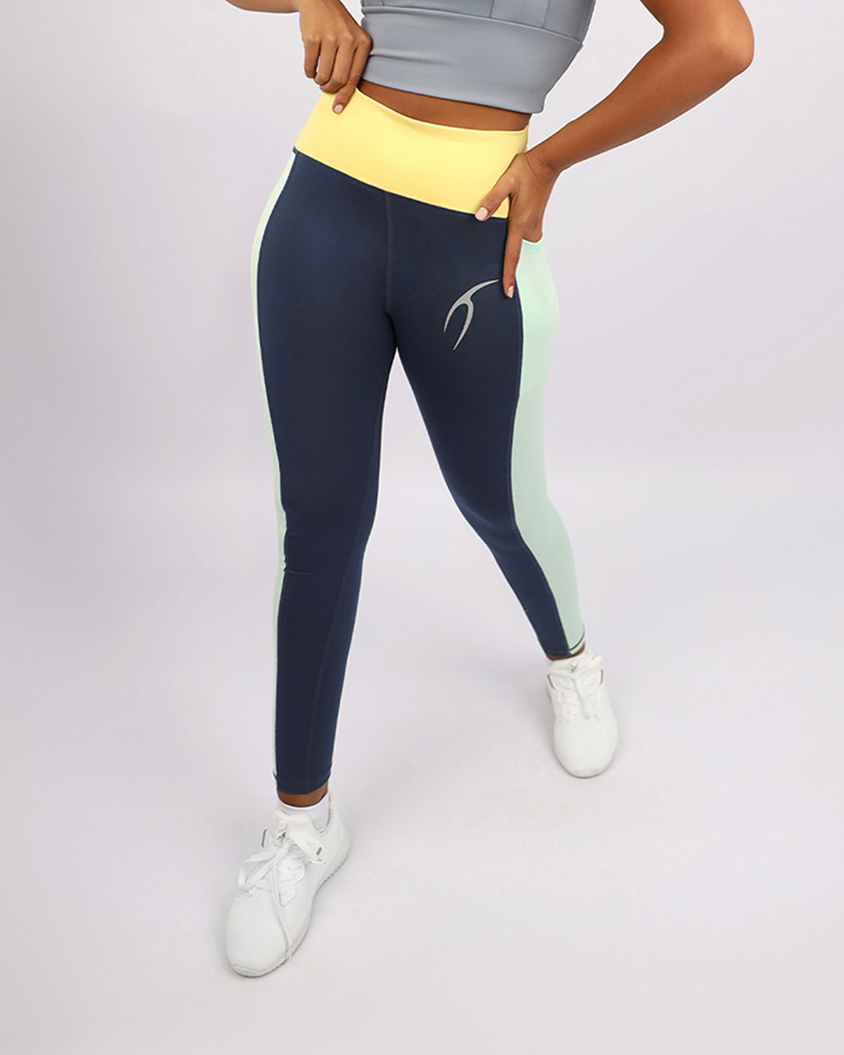 High Waist Women's Navy Leggings-Atum -9672423