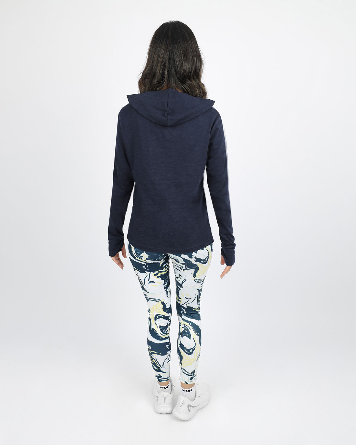 Women's Hooded Navy T-Shirt-Atum -68150710