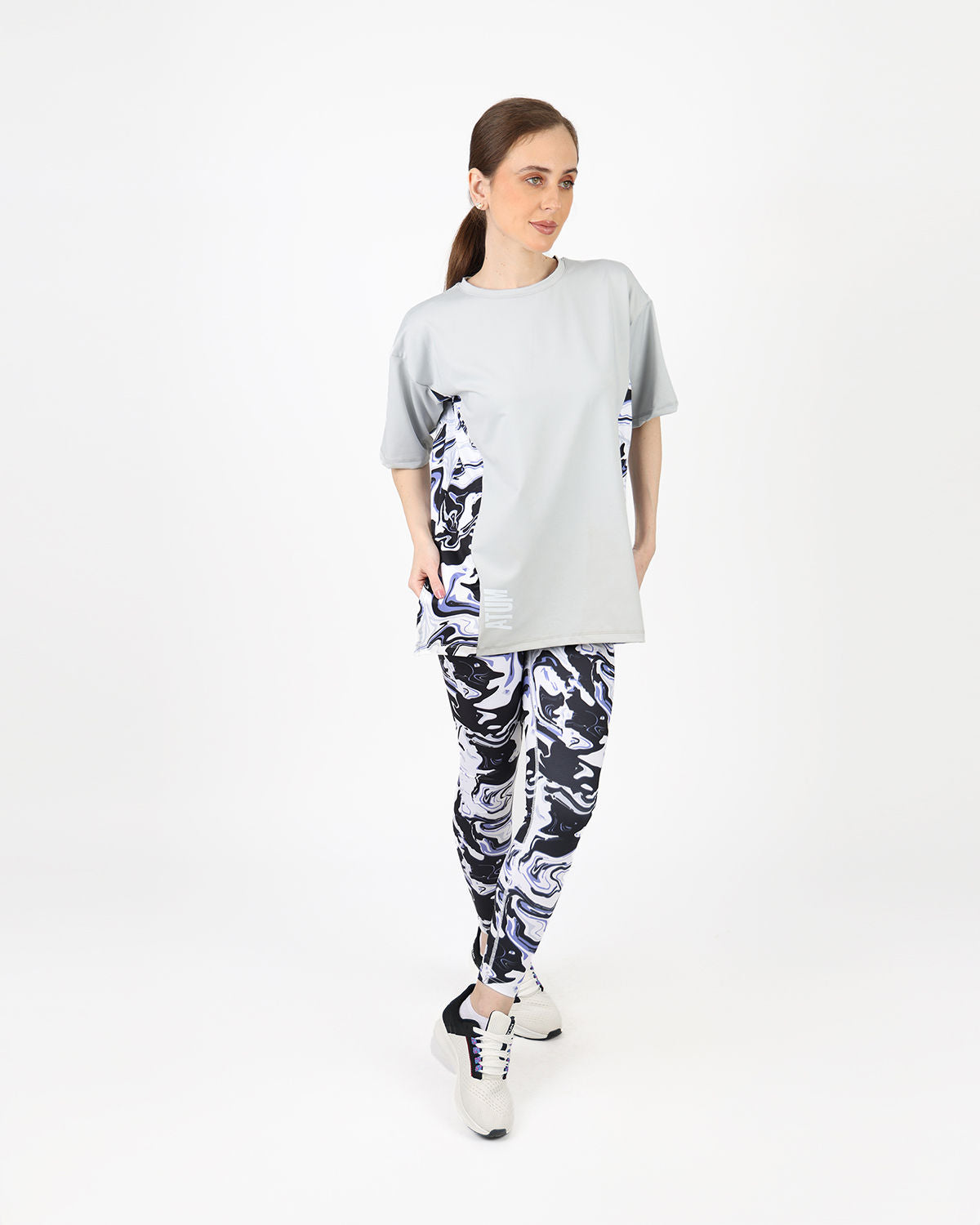 Women's Oversized Gray T-Shirt-Atum -50898557