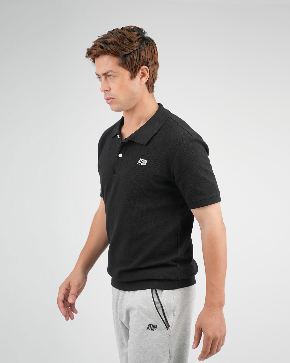 Regular Fit Black Polo Shirt-Atum -7493508