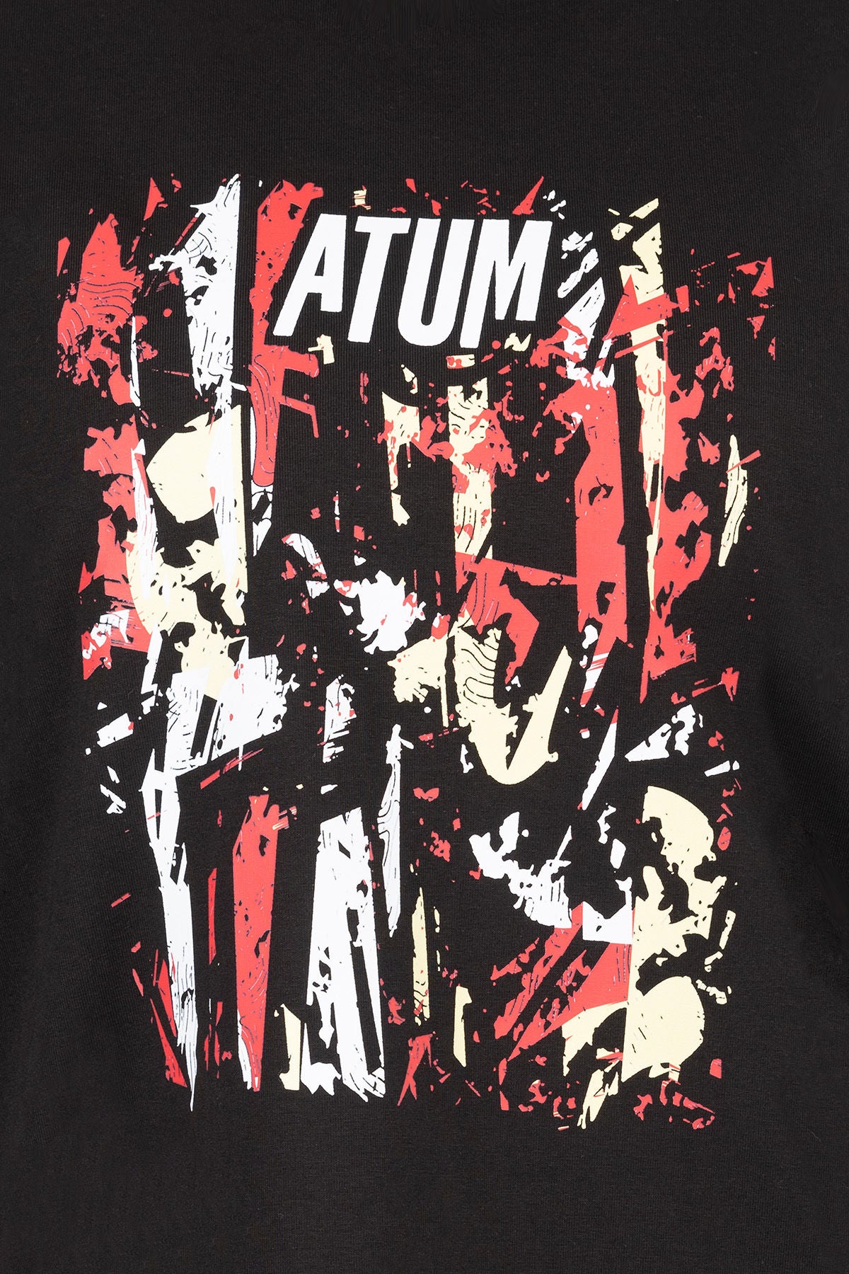 Oversize Printed Women's Black T-Shirt-Atum -25420647