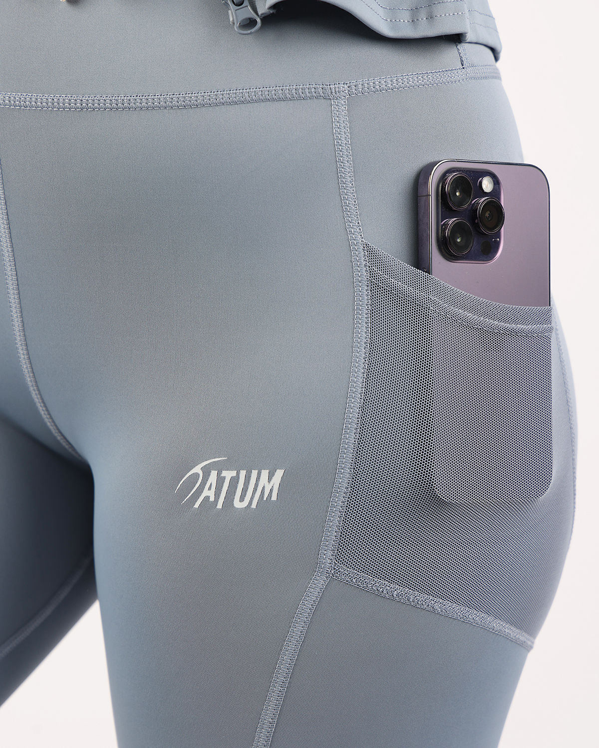 Pocket Flex Capri Blue Leggings-Atum -41023224