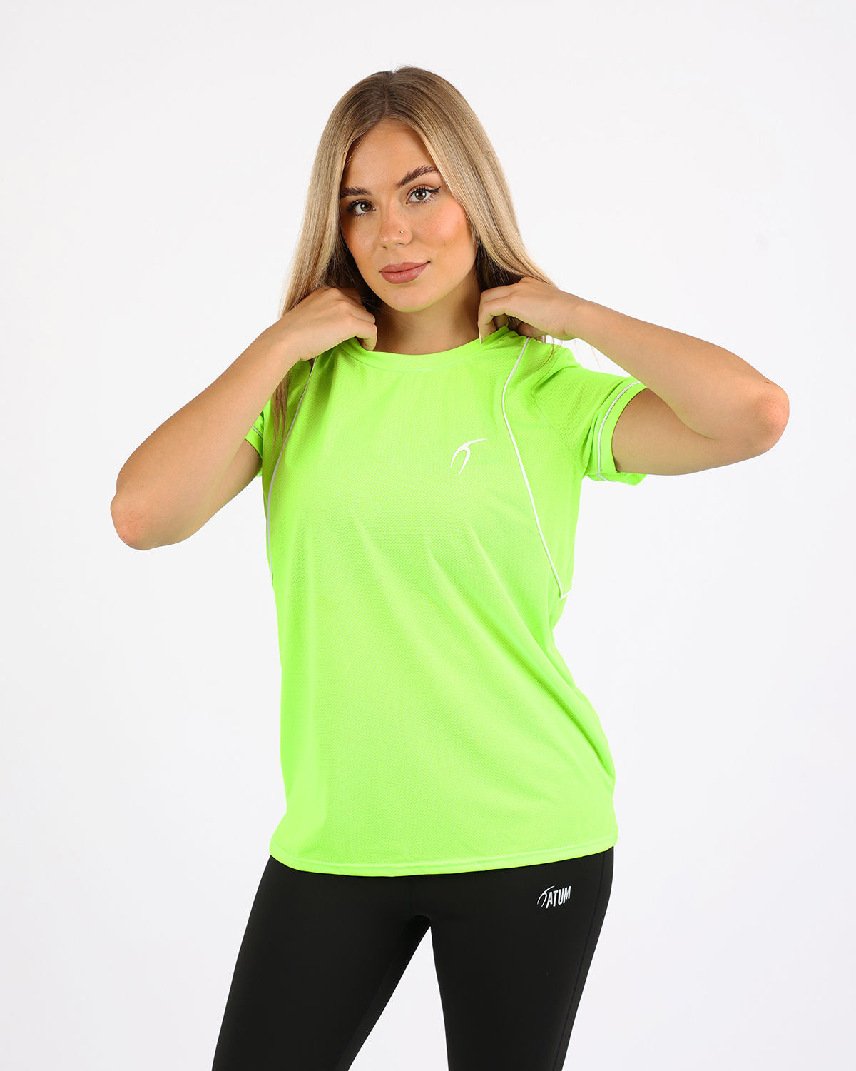 Short-Sleeve Breathable Lime Green Mesh Top-Atum -98204944