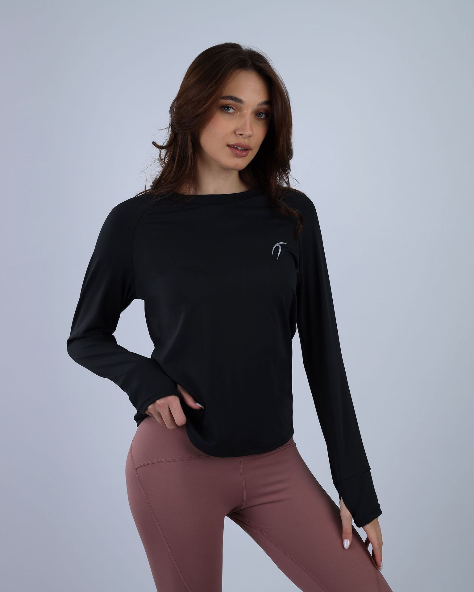 Slim Long Sleeve Black Printed Top-Atum -7796941