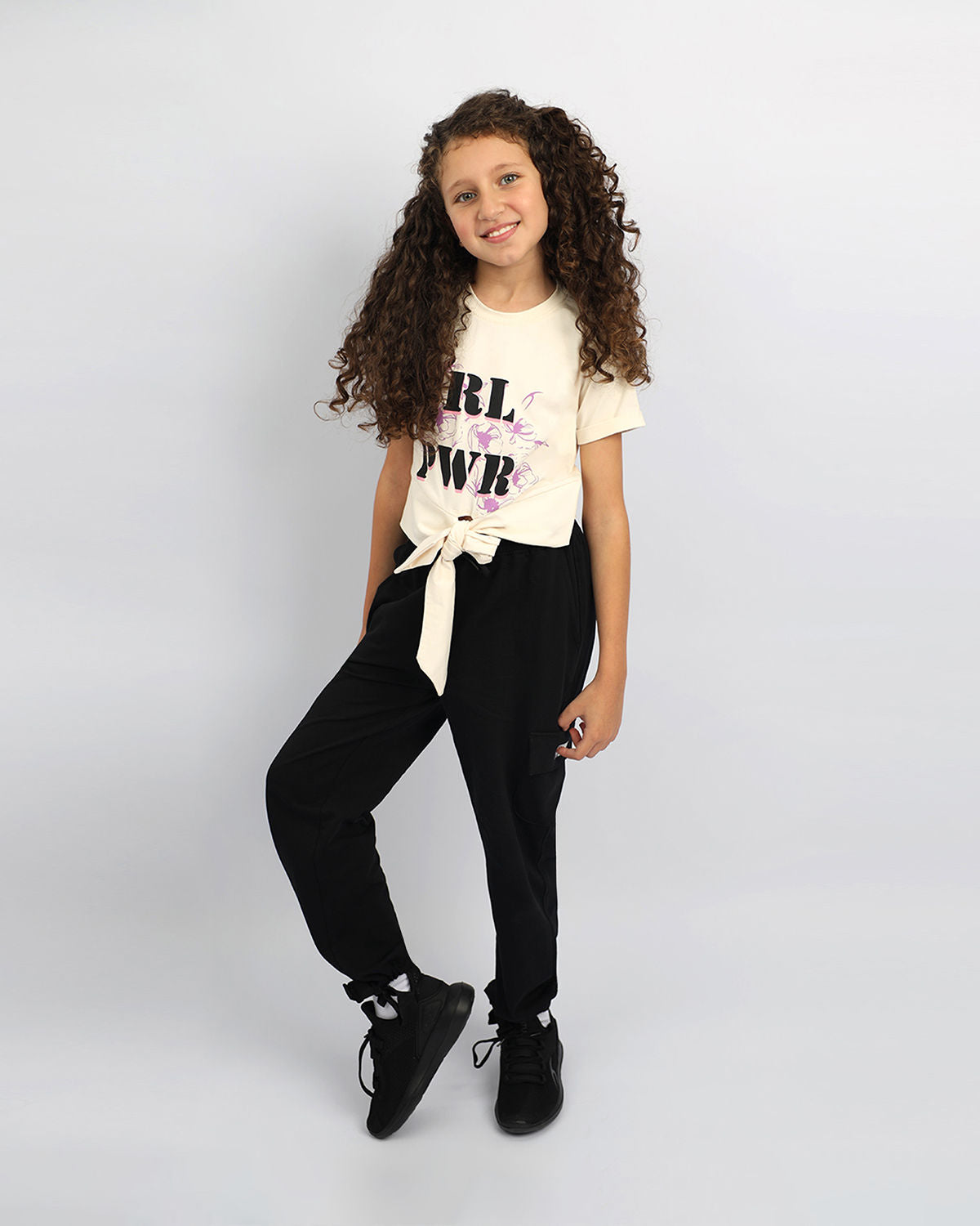 Girl's Basic Black Sweatpants-Atum -76382818