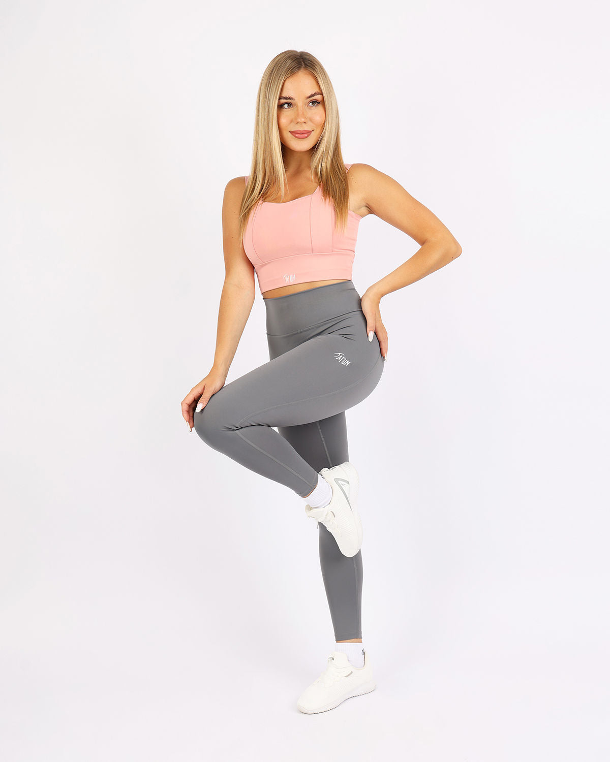 Curve Accent High-Rise Gray Leggings-Atum -45619776