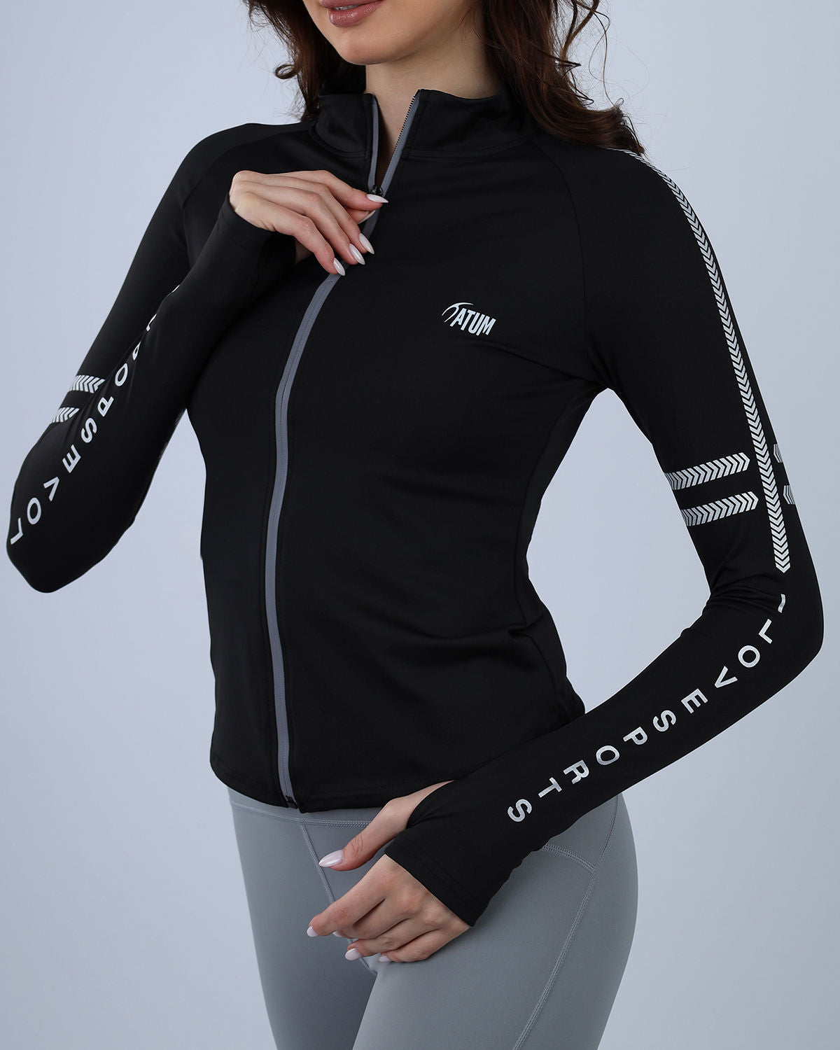 Athleisure Inspire Zip Black Jacket-Atum -13771797