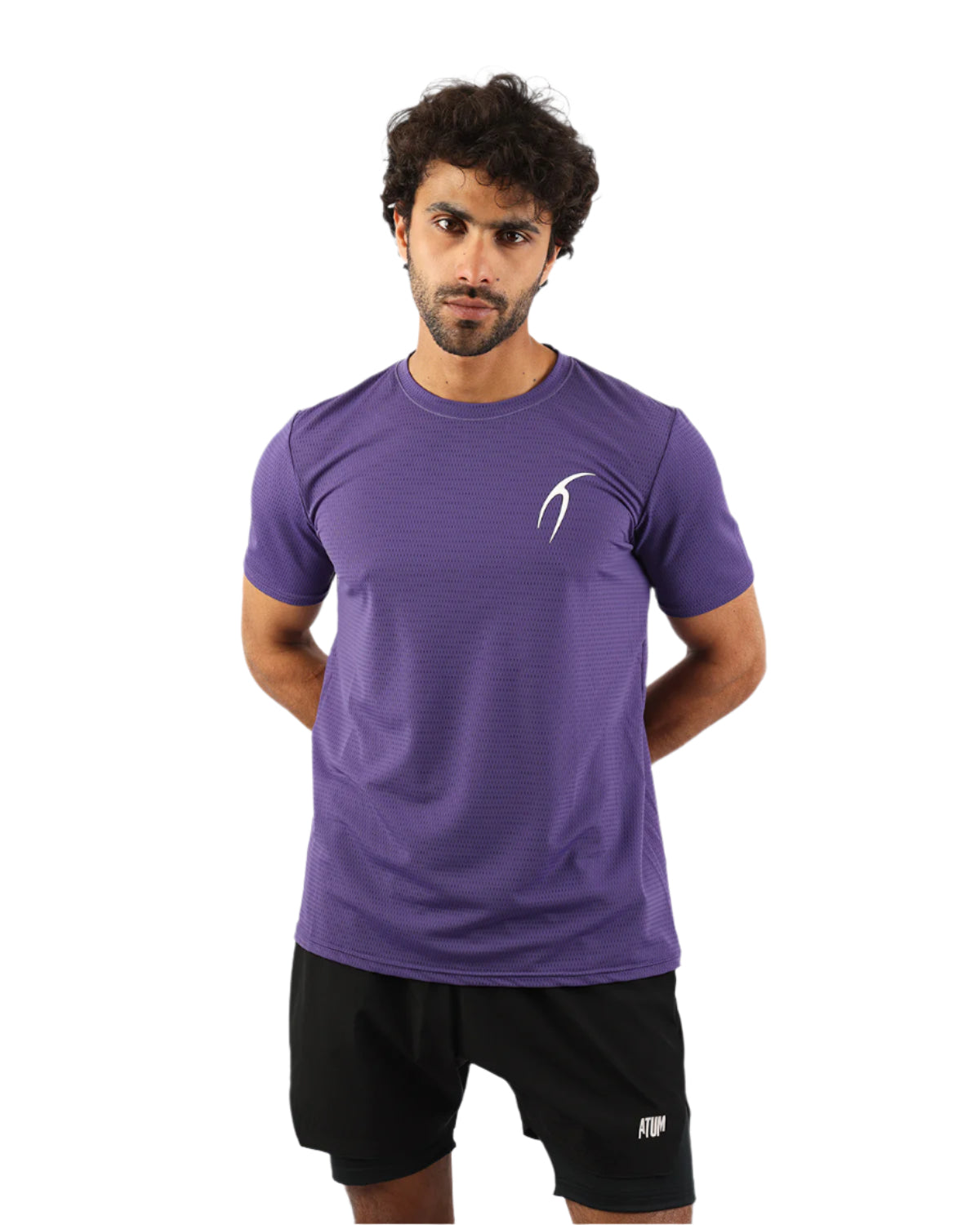 Crew Neck Short Sleeve Purple Athletic Top-Atum -58017938