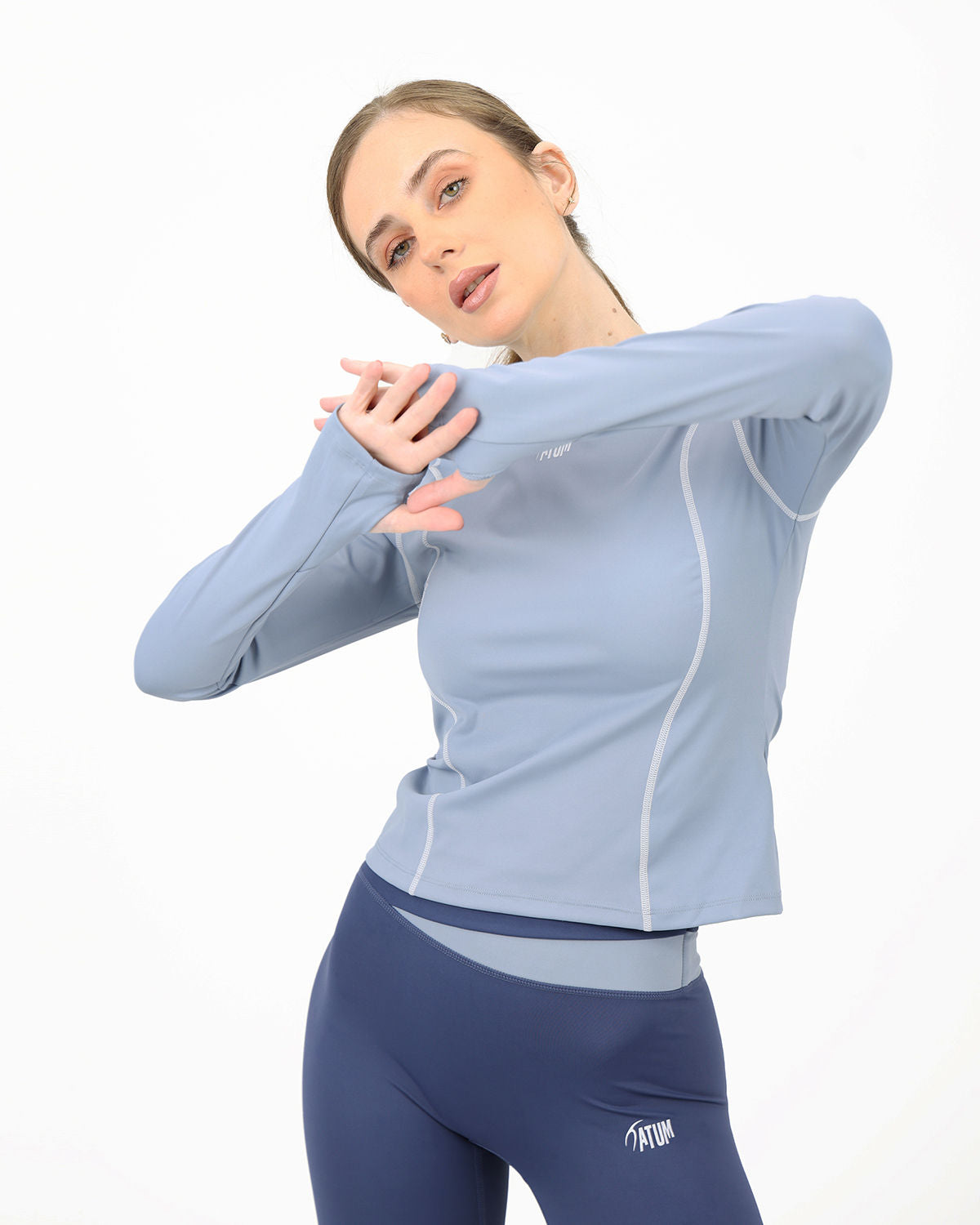 Streamline Long Slevess Women's Blue Top-Atum -23788987