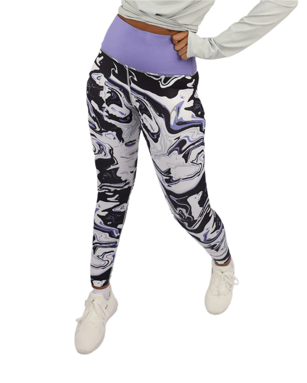 Blooming High Waist Purple Leggings-Atum -427635