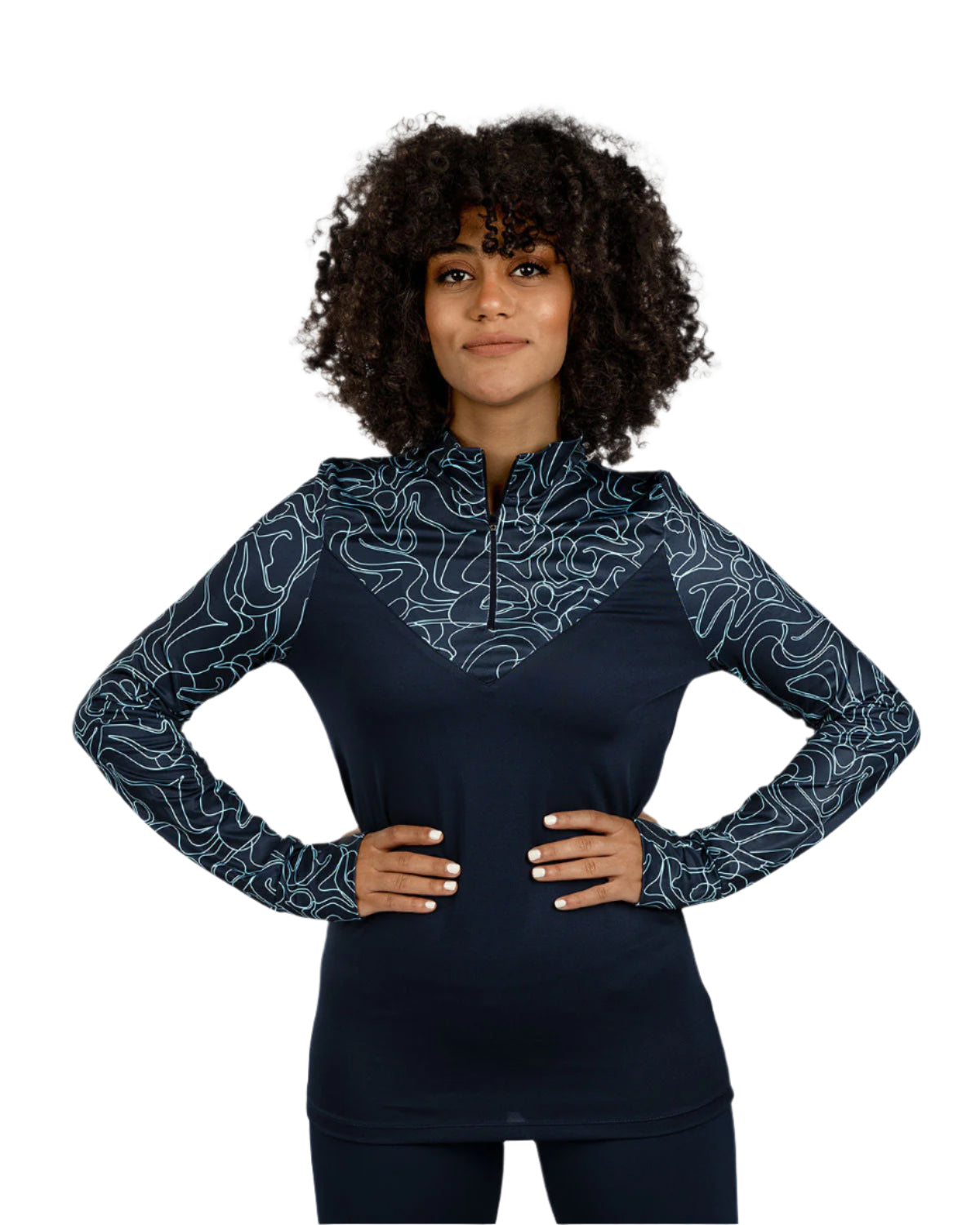 High-Neck Limitless Navy Top-Atum -53788678