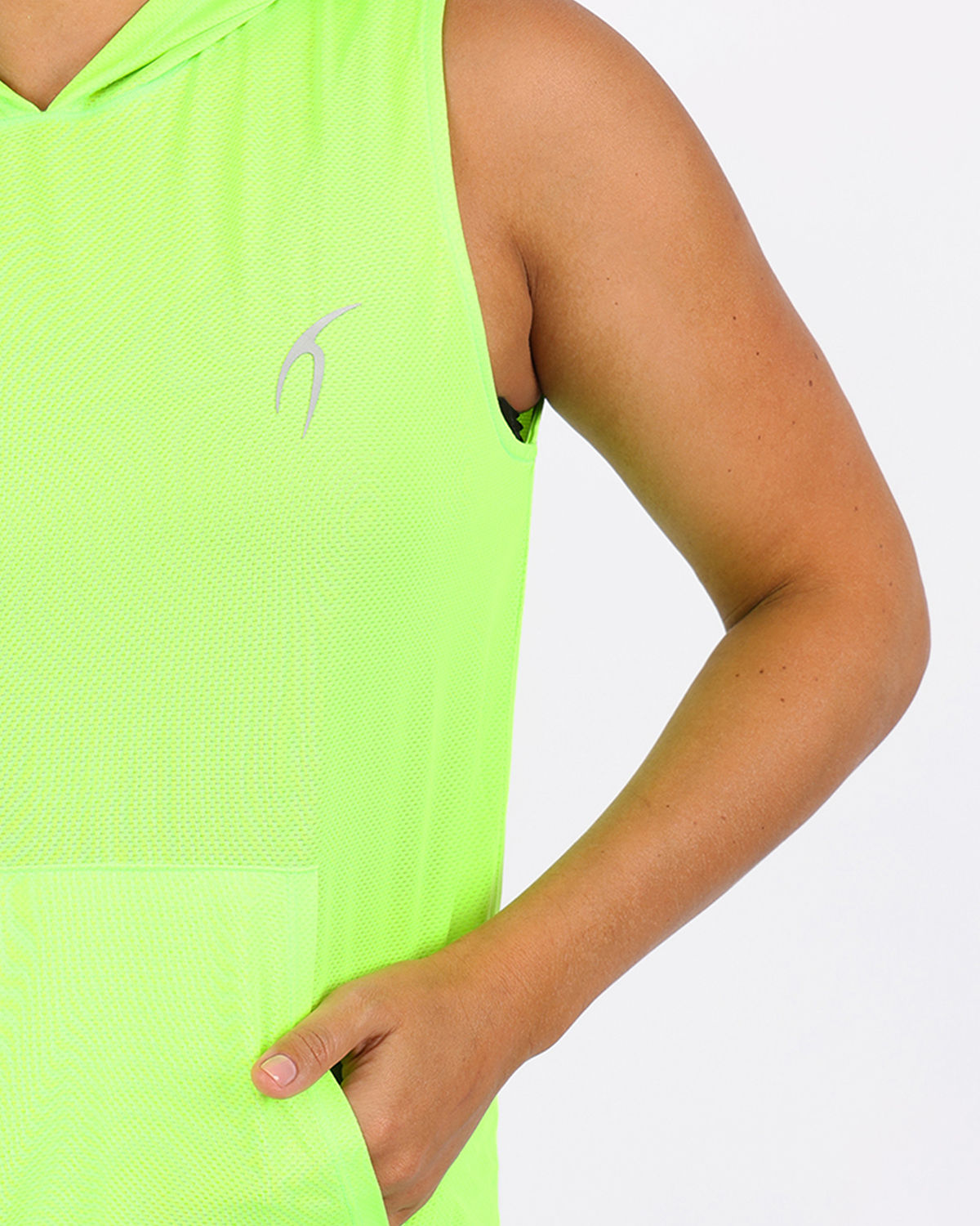 Sleeveless Breathable Lime Green Women's Hoodie-Atum -91419452