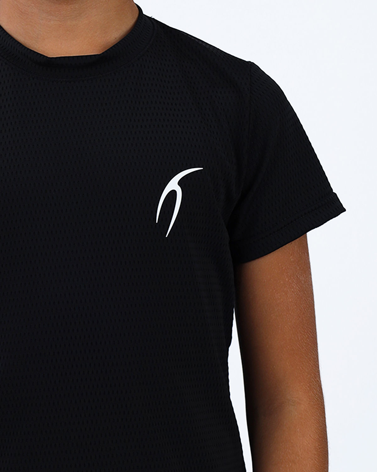 Crew Neck Short Sleeve Black Breathable Top-Atum -12640240