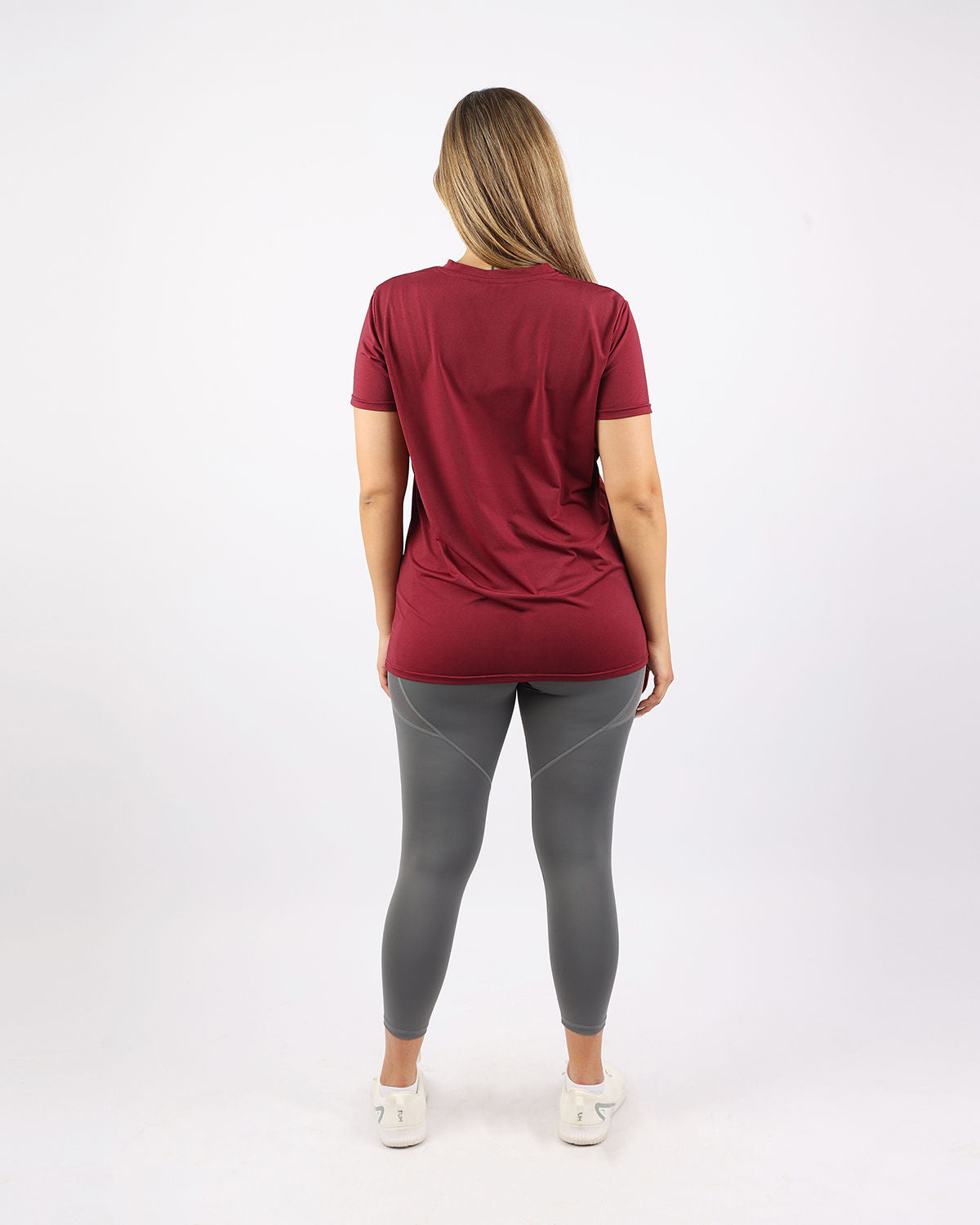 V Neck Training Burgundy Top-Atum -36555619