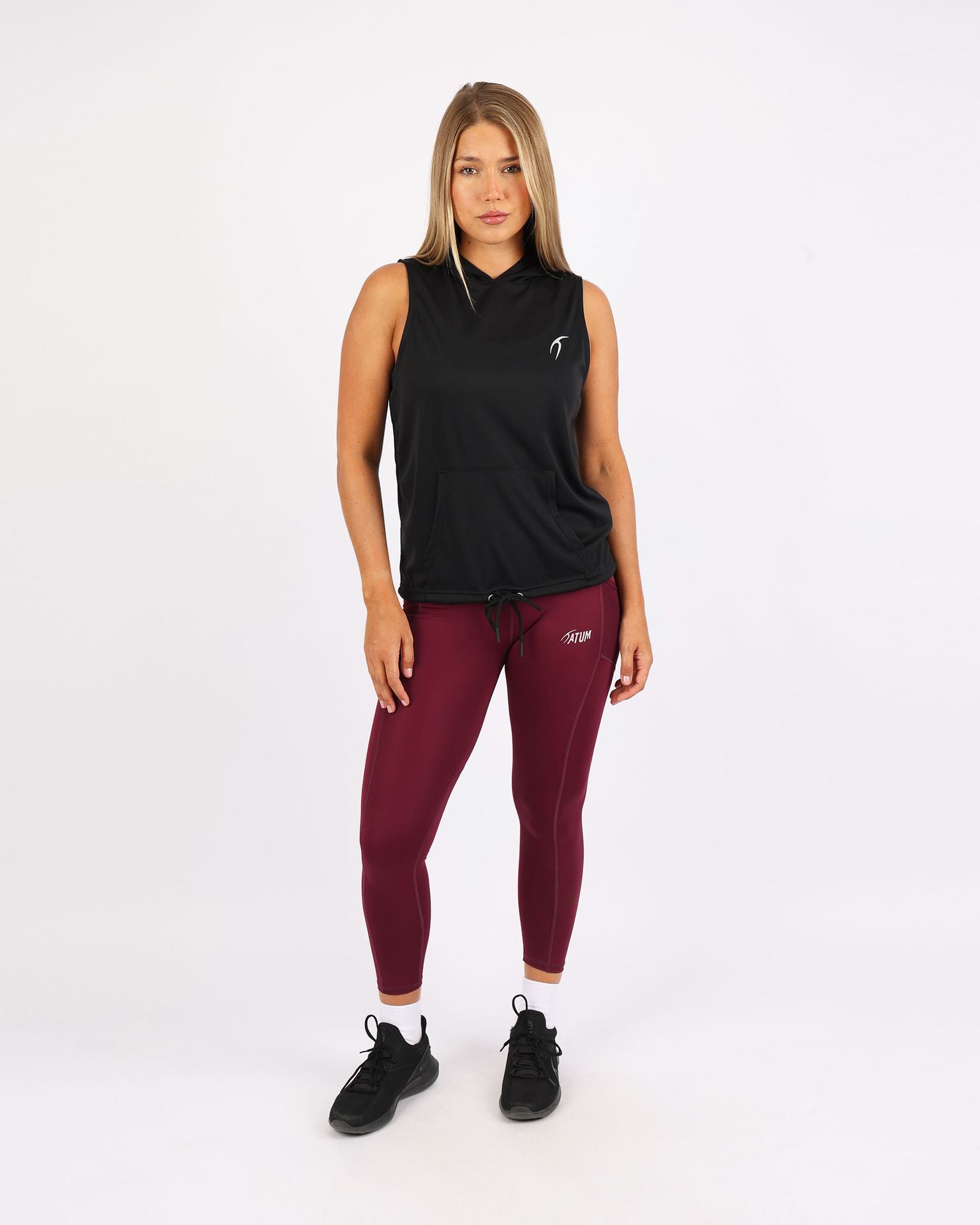 Sleeveless Breathable Black Women's Hoodie-Atum -8933122